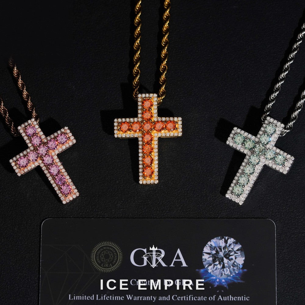 Iced Out Cross Rose Gold Plated Pendant