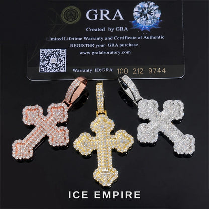 Iced Out Cross Rose Gold Plated Moissanite Pendant
