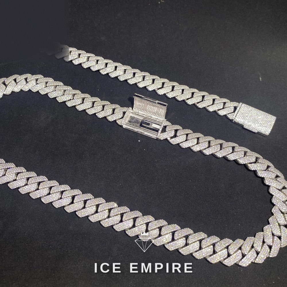 Iced Out Rose Gold Moissanite Cuban Chain