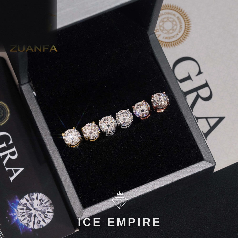 Iced Out Rose Gold Plated Moissanite Stud Earrings