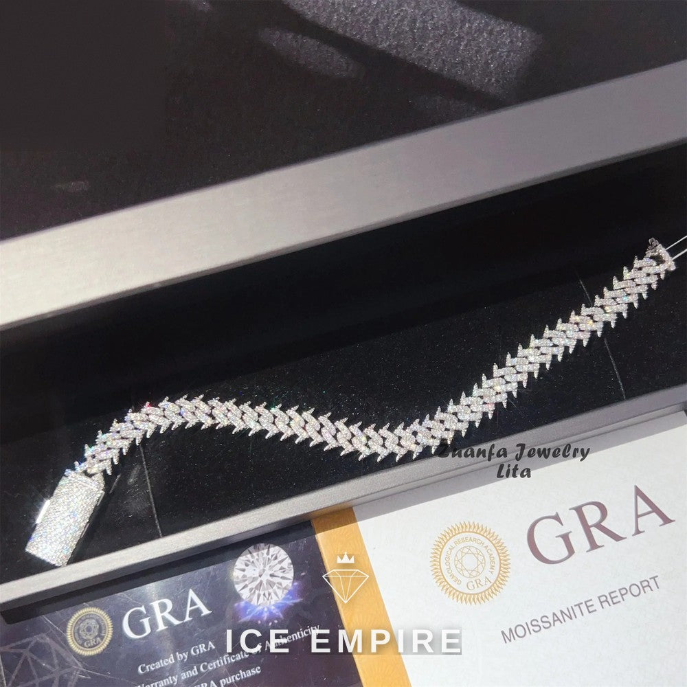 Iced Out 925 Silver Moissanite Cuban Chain