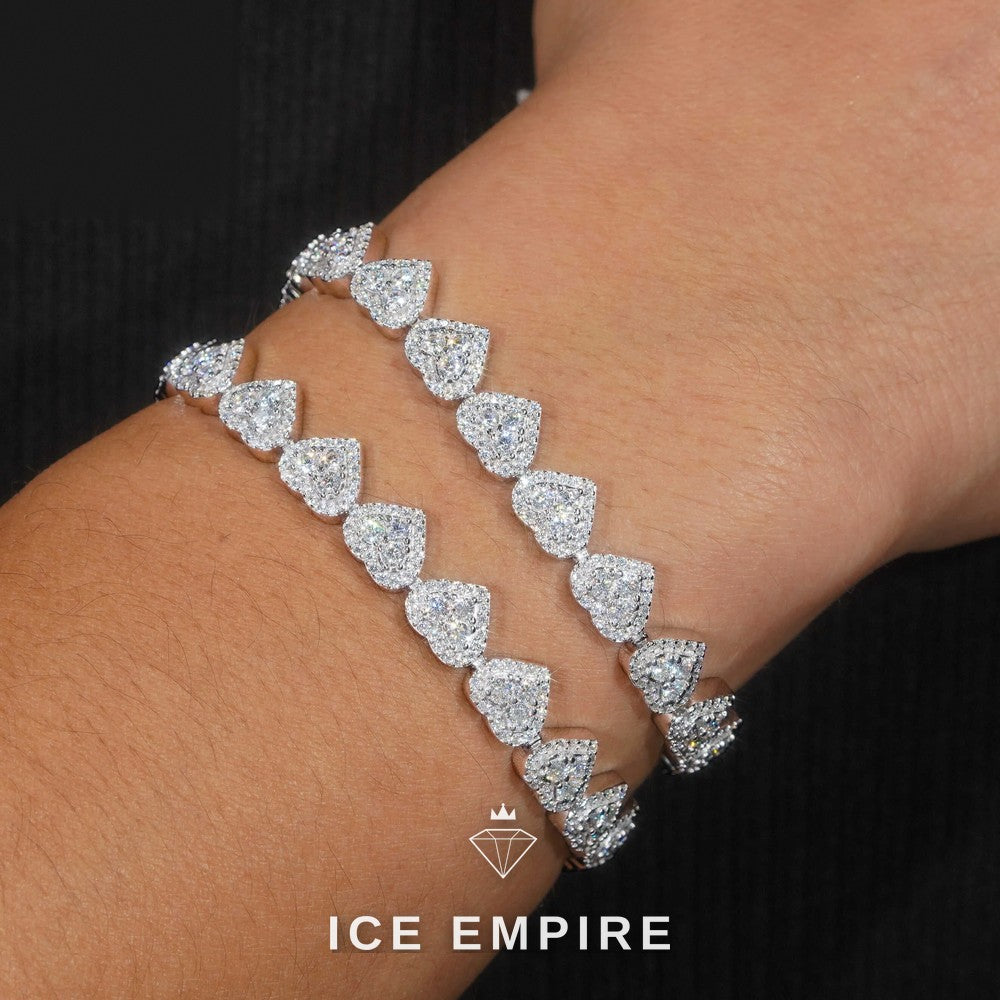 Iced Out Heart Rose Gold Plated Moissanite Cuban Chain
