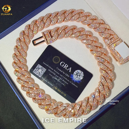 Iced Out Rose Gold Plated Moissanite Cuban Chain
