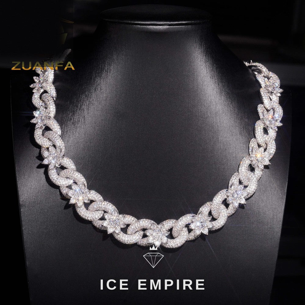 Iced Out 925 Silver Moissanite Cuban Chain