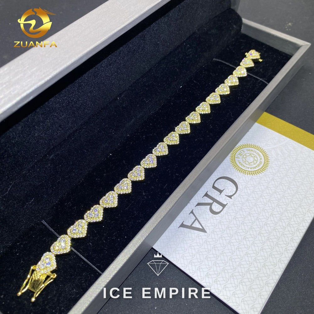 Iced Out Heart Rose Gold Plated Moissanite Cuban Chain