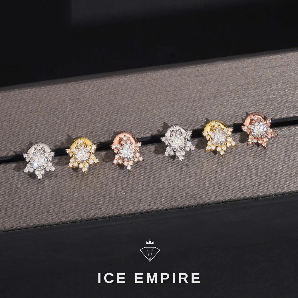 Iced Out Rose Gold Plated Moissanite Earrings