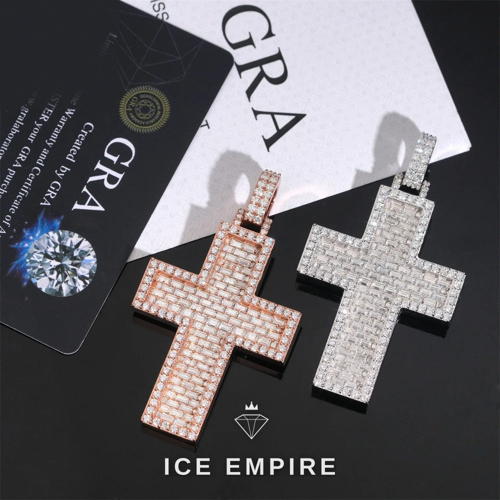 Iced Out Cross Rose Gold Plated Tennis Chain