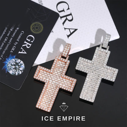 Iced Out Cross Rose Gold Plated Tennis Chain