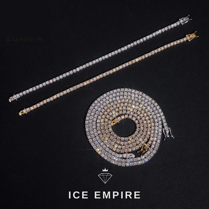 Iced Out Cluster Gold Plated Moissanite Tennis Chain