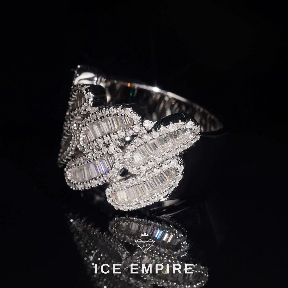 Iced Out Baguette 925 Silver Moissanite Ring