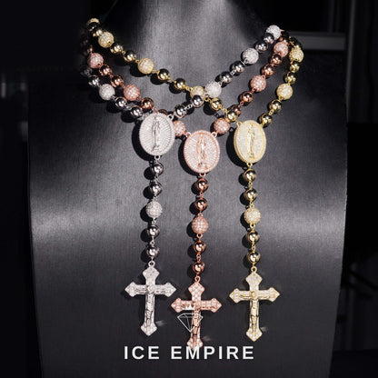 Iced Out Cross Rose Gold Plated Moissanite Cuban Chain