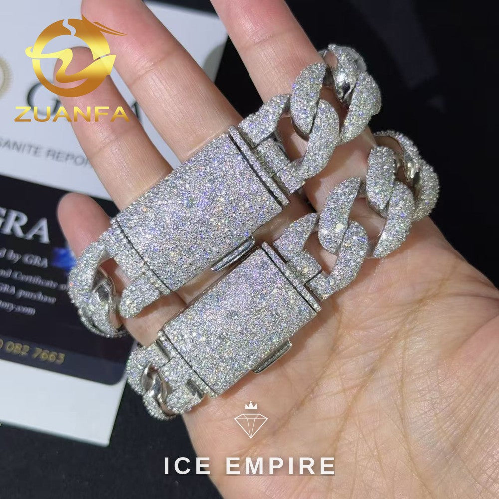 Iced Out 925 Silver Moissanite Cuban Chain