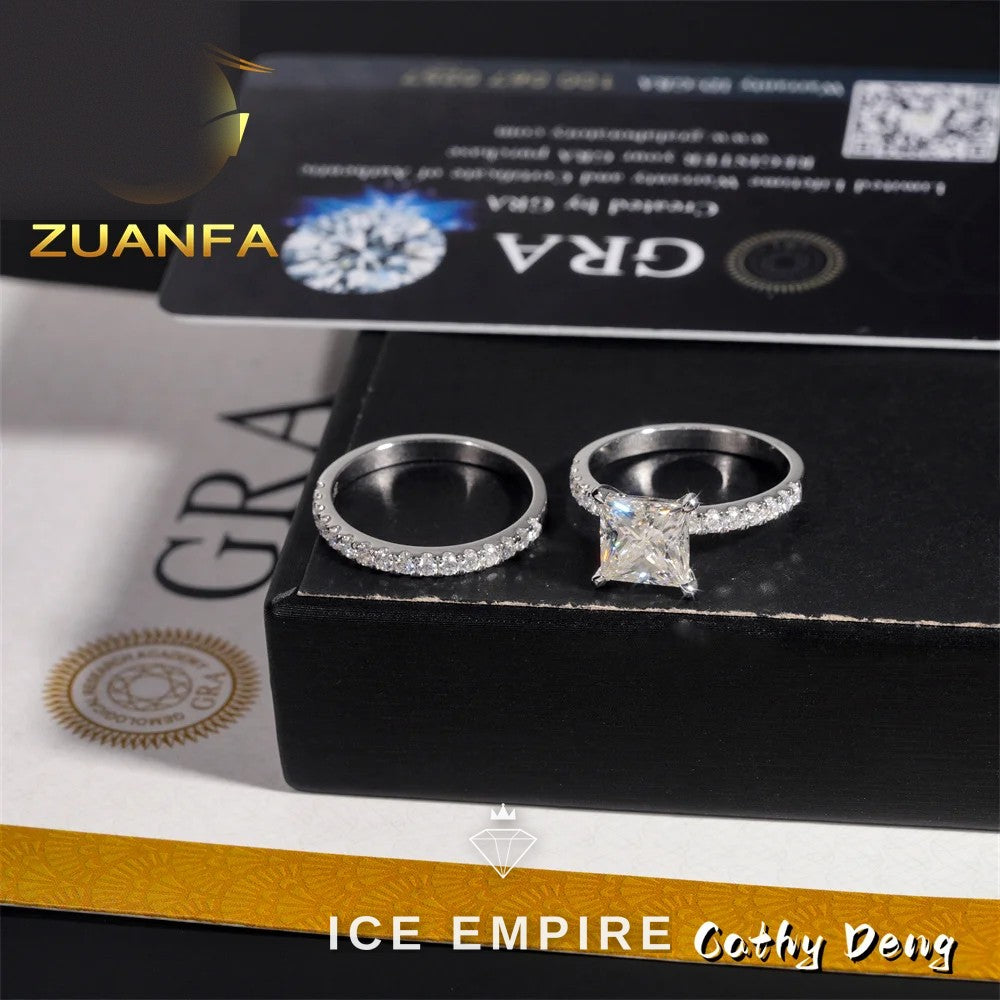 Iced Out 14K Gold Moissanite Wedding Band