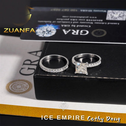 Iced Out 14K Gold Moissanite Wedding Band