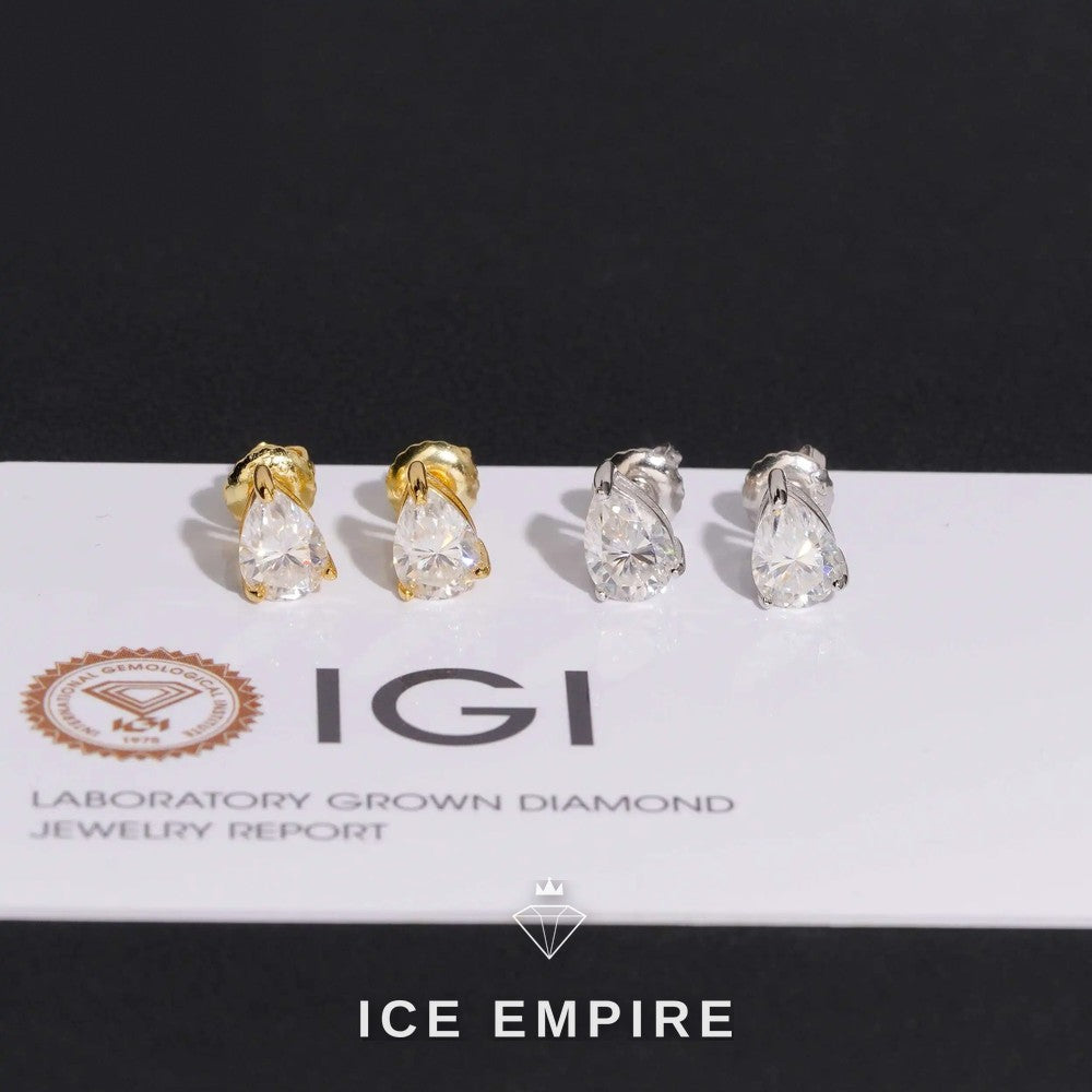 Iced Out 10K Gold Lab Grown Diamond Stud Earrings