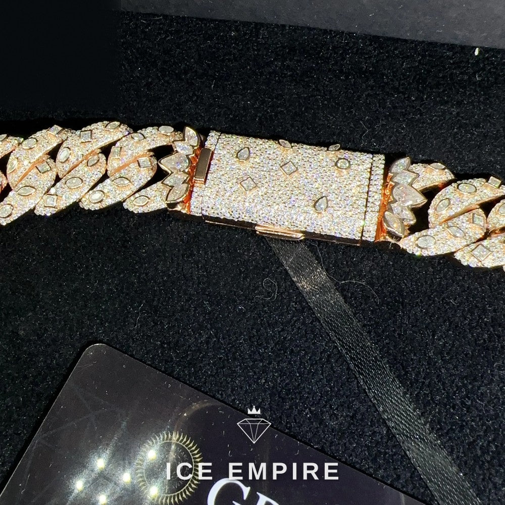 Iced Out Rose Gold Plated Moissanite Cuban Chain
