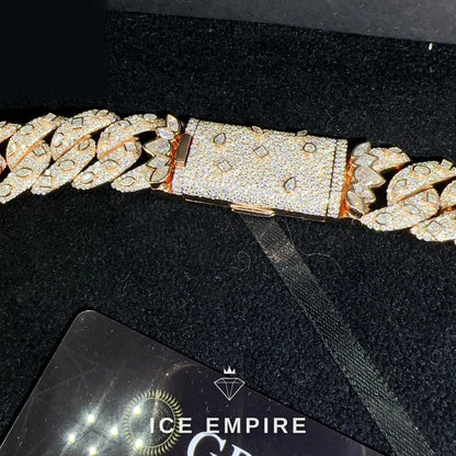 Iced Out Rose Gold Plated Moissanite Cuban Chain