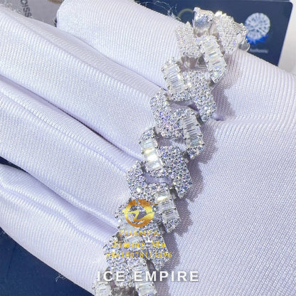 Iced Out Baguette Rose Gold Plated Moissanite Cuban Chain