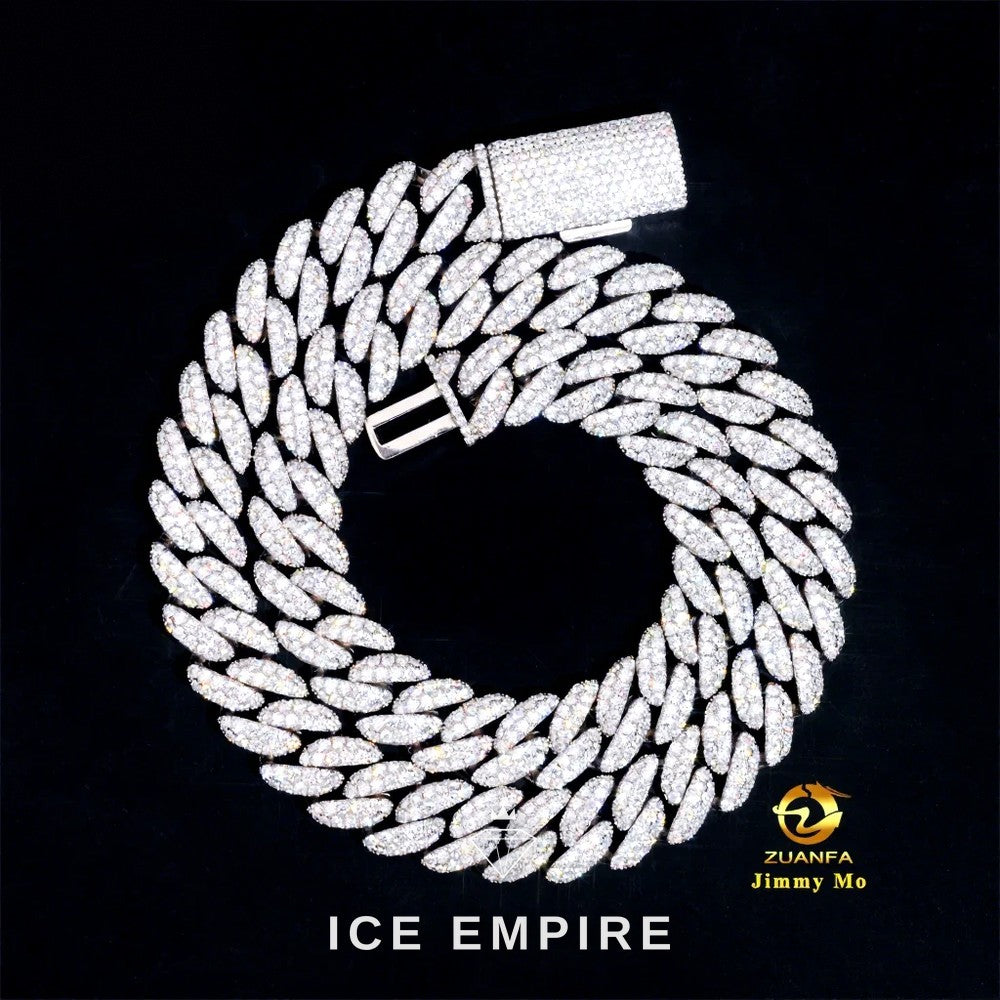 Iced Out 925 Silver Moissanite Cuban Chain