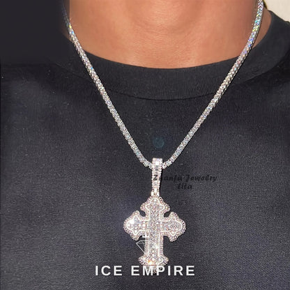 Iced Out Baguette 925 Silver Pendant