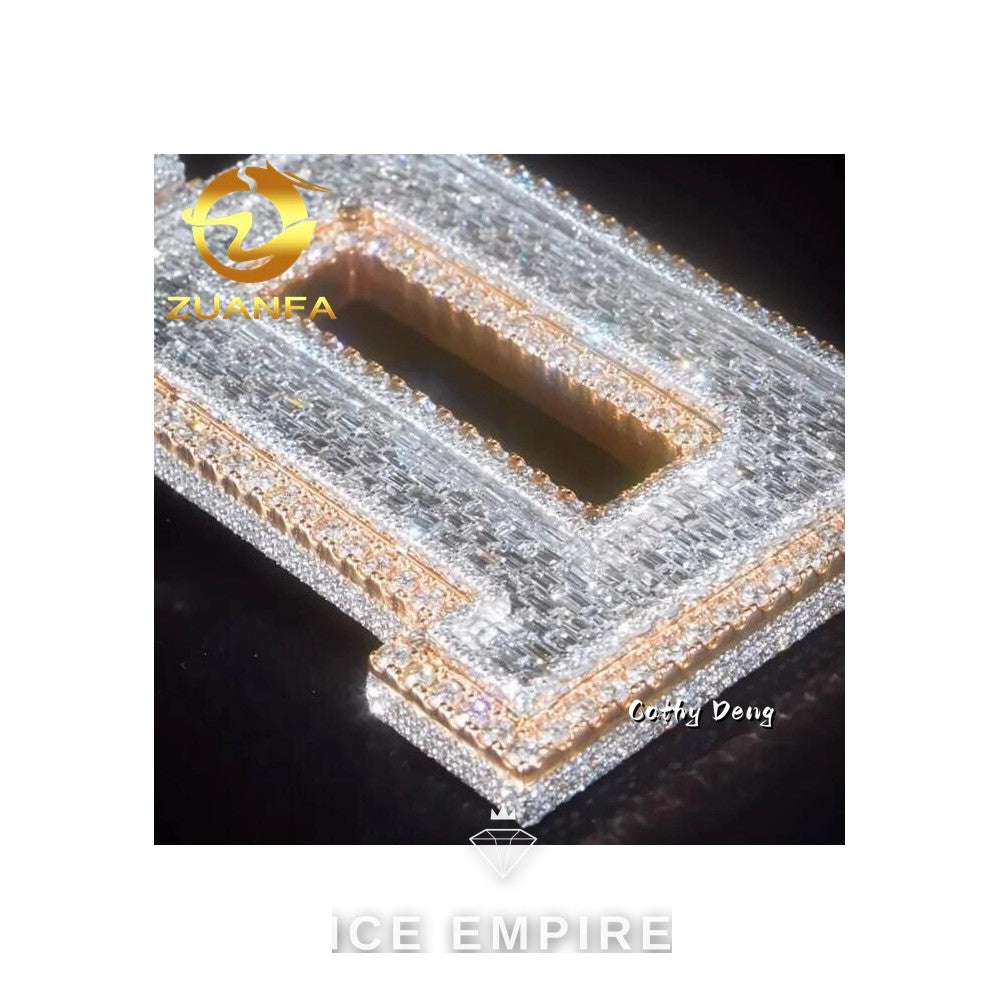 Iced Out Baguette Rose Gold Plated Moissanite Pendant