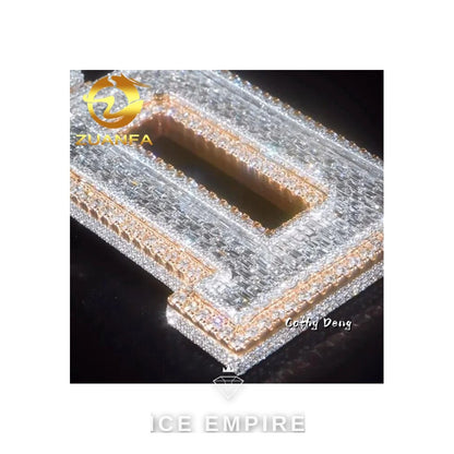 Iced Out Baguette Rose Gold Plated Moissanite Pendant