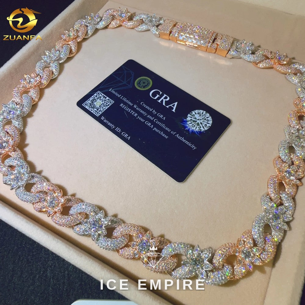Iced Out Rose Gold Plated Moissanite Cuban Chain