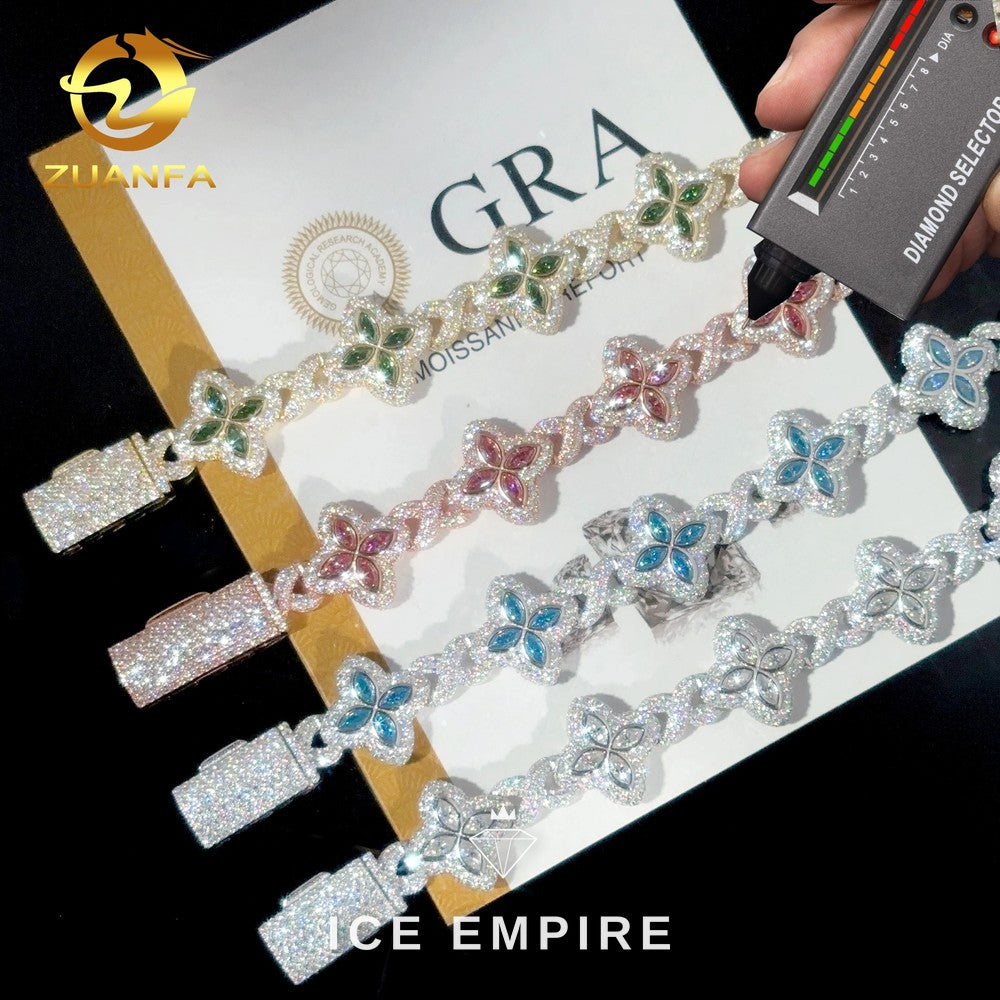 Iced Out 925 Silver Moissanite Cuban Chain