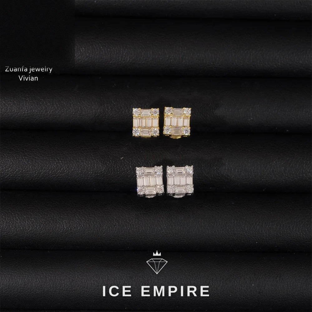Iced Out Rose Gold Plated Moissanite Earrings