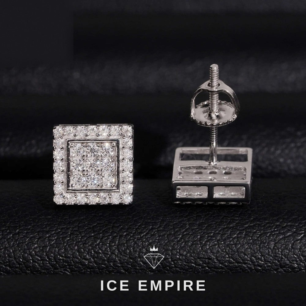 Iced Out 925 Silver Moissanite Stud Earrings