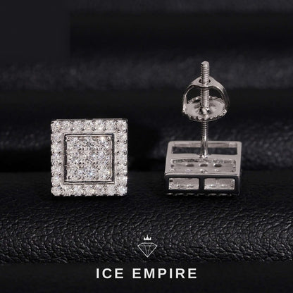 Iced Out 925 Silver Moissanite Stud Earrings