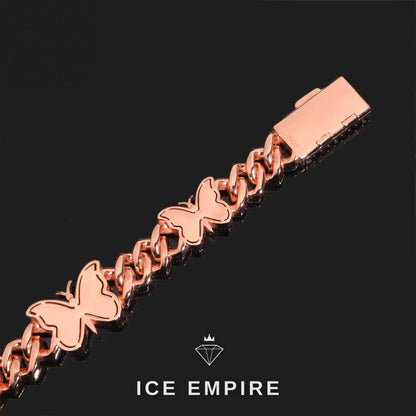 Iced Out Baguette Rose Gold Plated Moissanite Cuban Chain