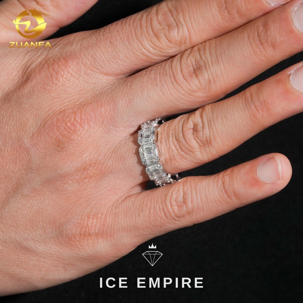 Iced Out Baguette 925 Silver Lab Grown Diamond Pendant