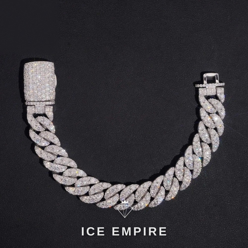 Iced Out 925 Silver Moissanite Cuban Chain