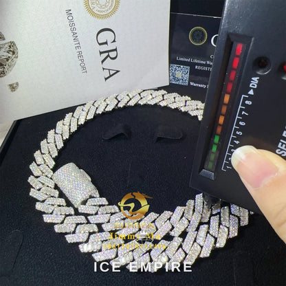 Iced Out Baguette Rose Gold Plated Moissanite Cuban Chain