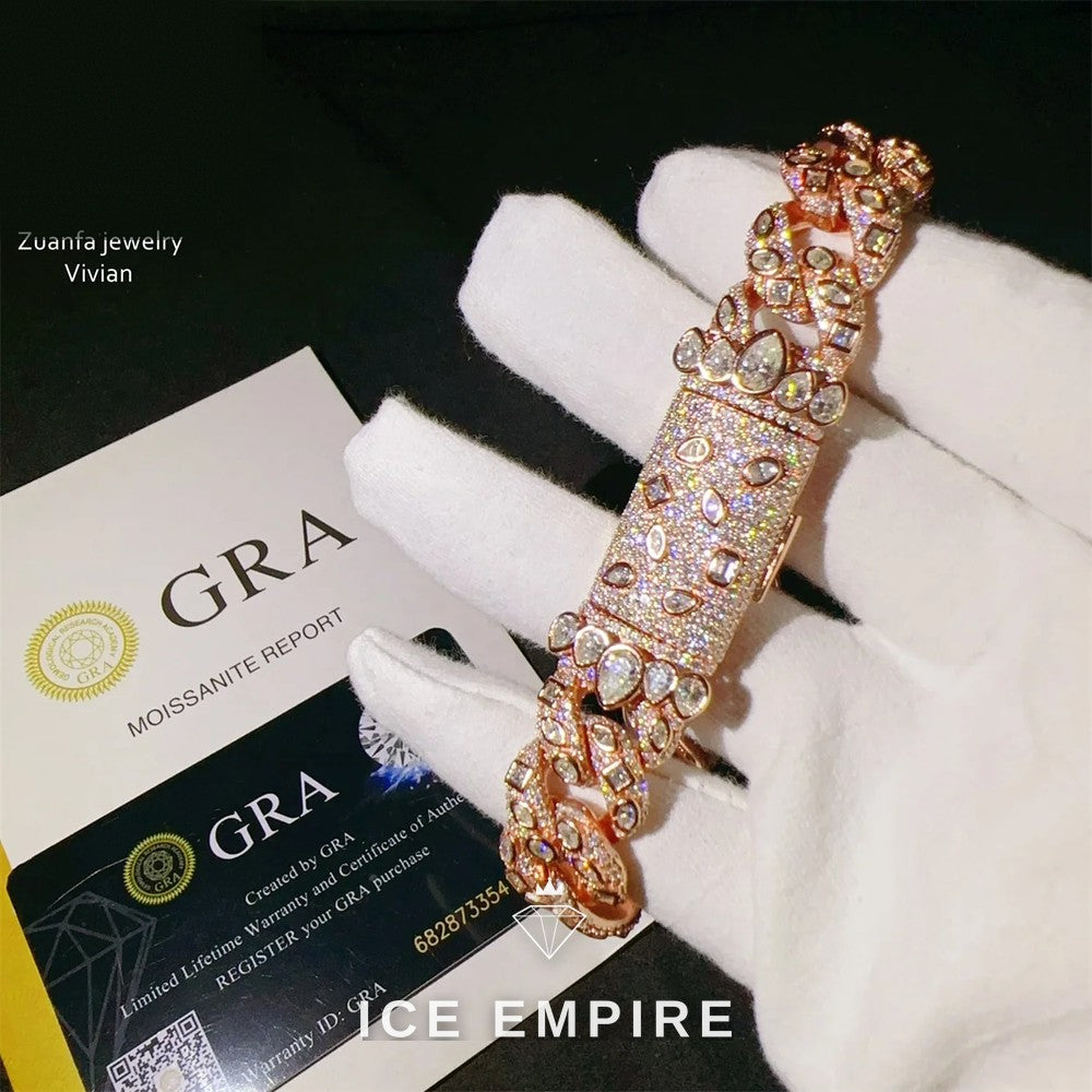 Iced Out 925 Silver Moissanite Cuban Chain
