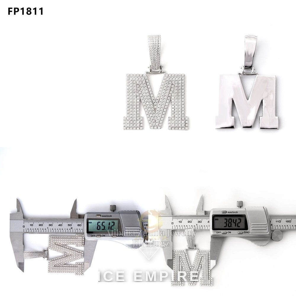 Iced Out Baguette 925 Silver Pendant