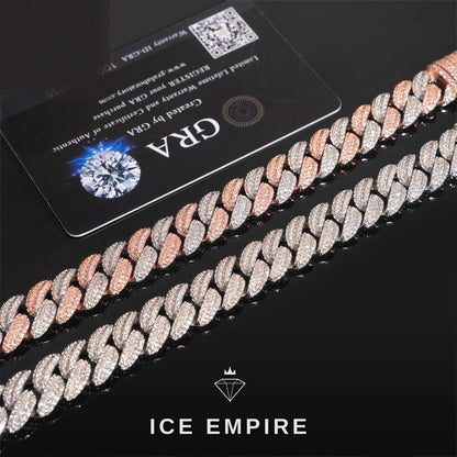 Iced Out Baguette Rose Gold Plated Moissanite Cuban Chain