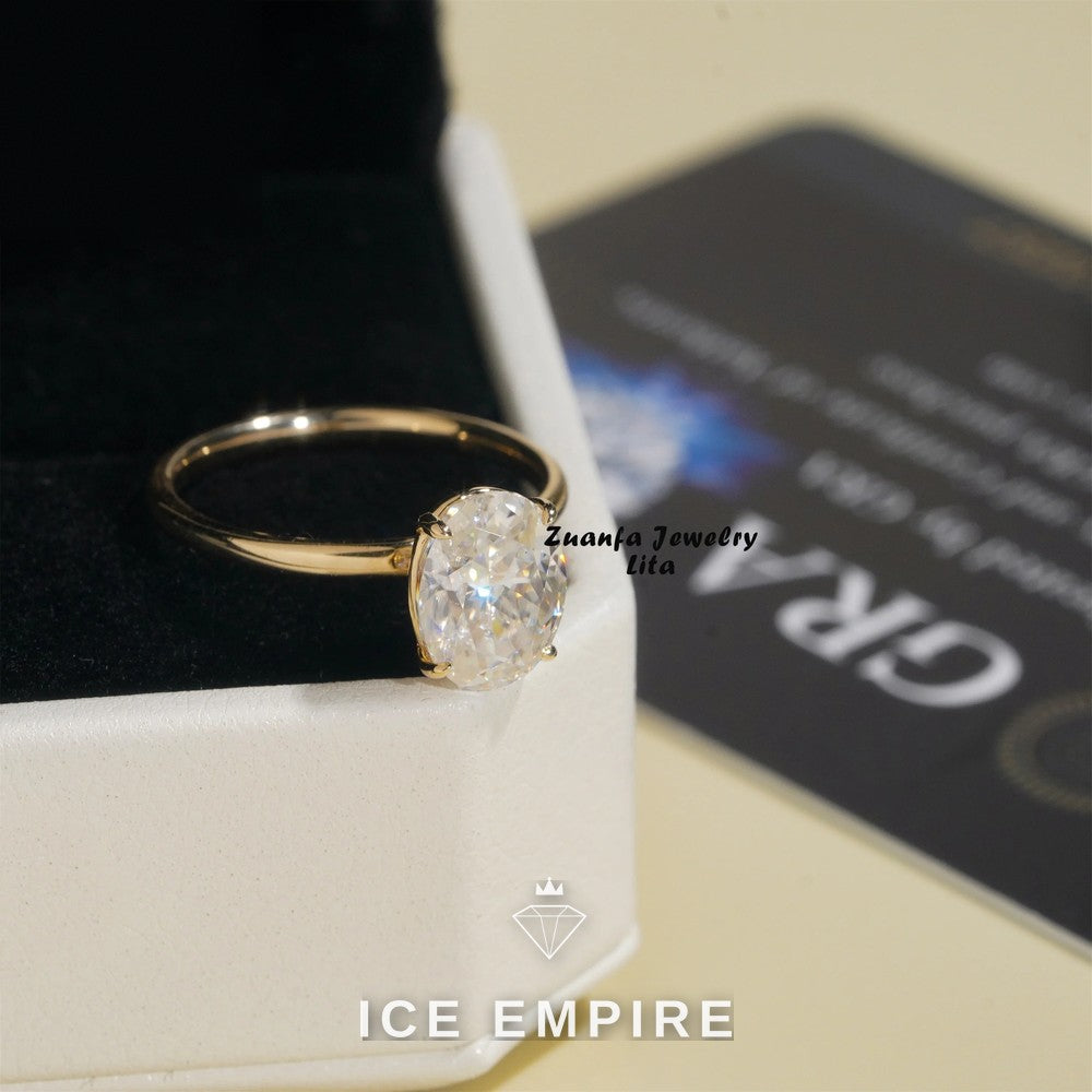 Iced Out Rose Gold Plated Moissanite Engagement Ring