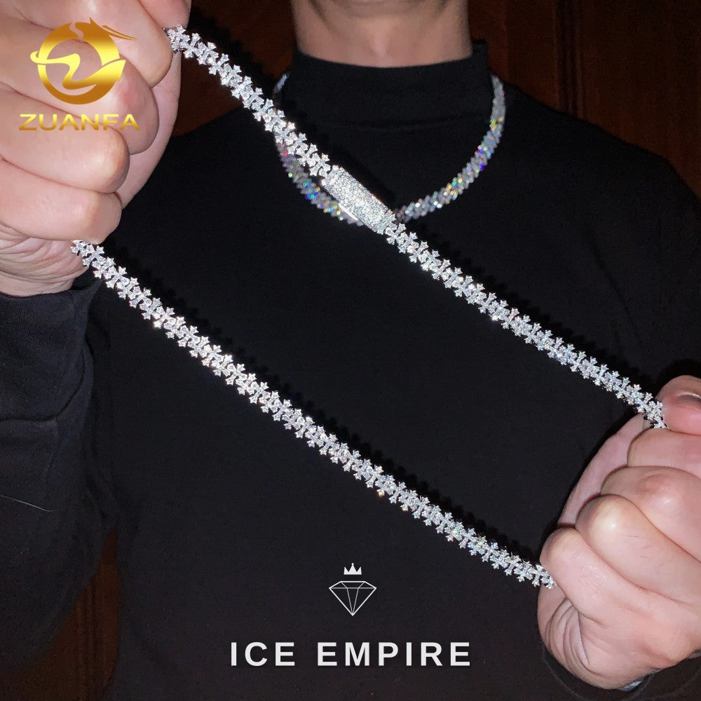 Iced Out Cross Rose Gold Plated Moissanite Cuban Chain