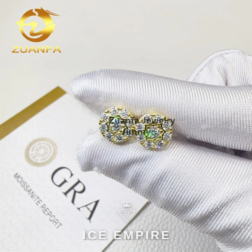 Iced Out 925 Silver Moissanite Stud Earrings