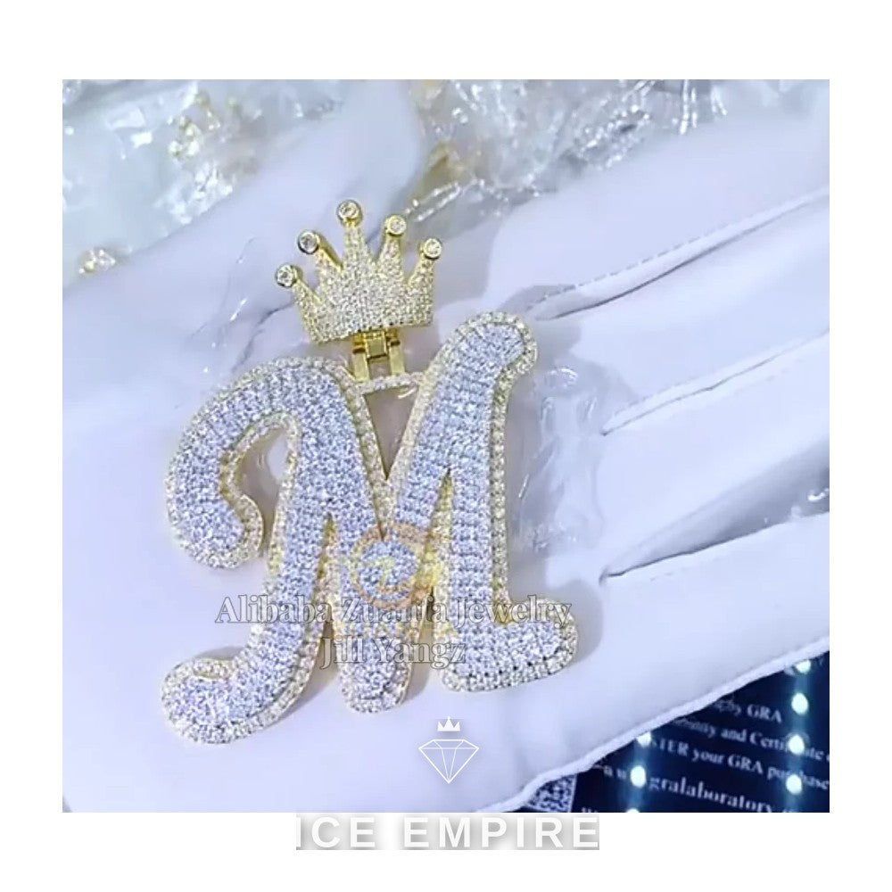 Iced Out Baguette 925 Silver Pendant