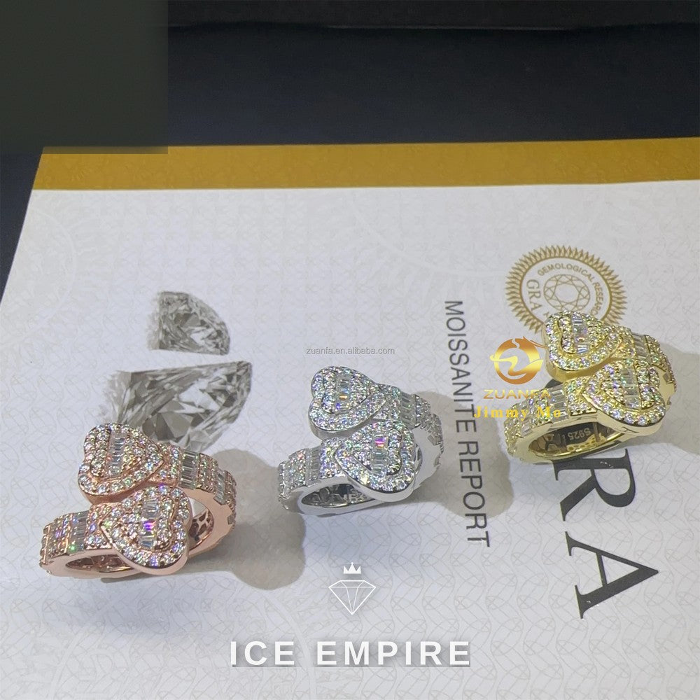 Iced Out Baguette Rose Gold Plated Moissanite Ring
