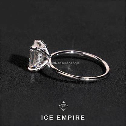 Iced Out 925 Silver Moissanite Engagement Ring