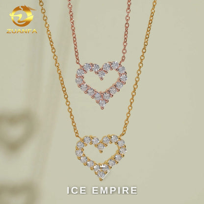 Iced Out Heart 925 Silver Moissanite Pendant