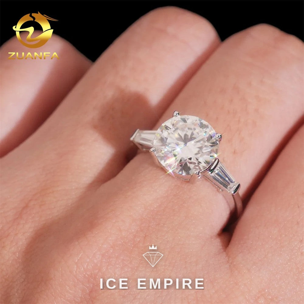 Iced Out 925 Silver Moissanite Engagement Ring