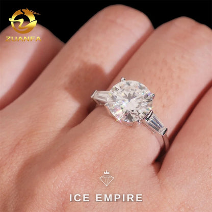 Iced Out 925 Silver Moissanite Engagement Ring