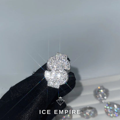 Iced Out Heart 925 Silver Moissanite Ring
