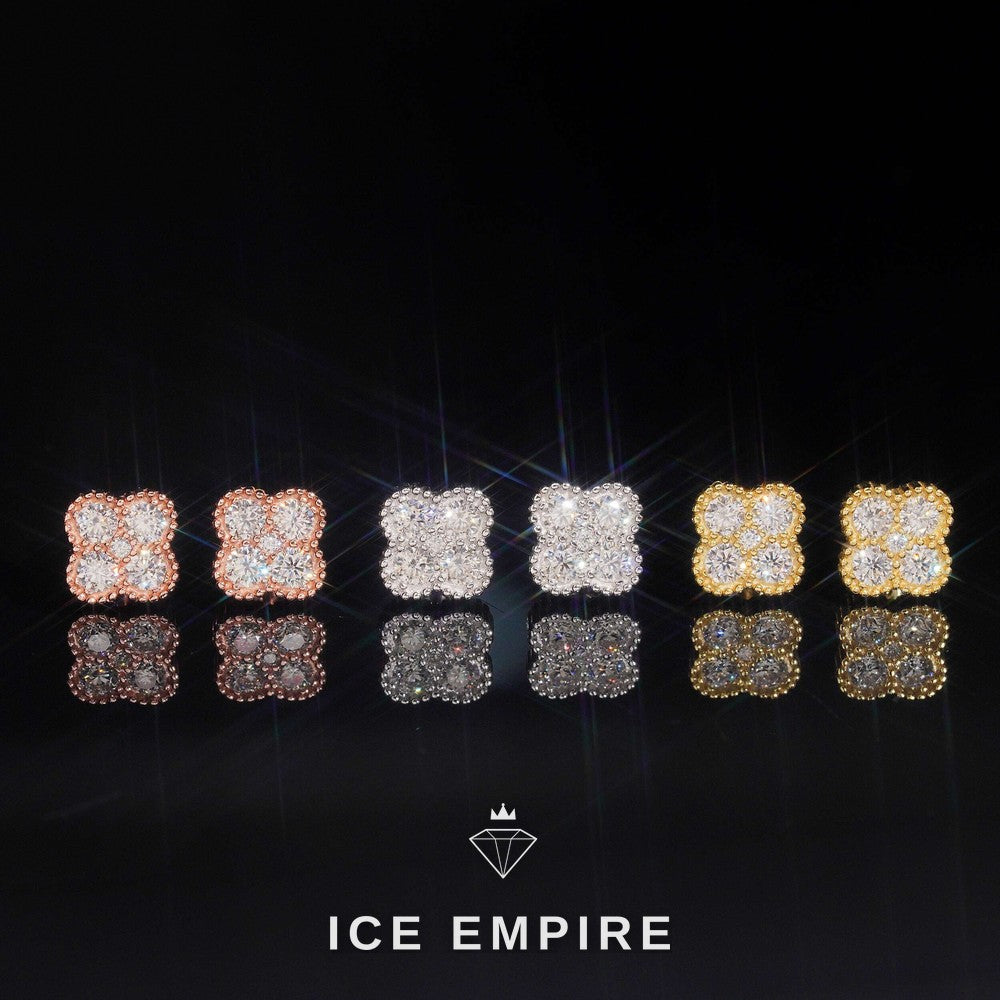 Iced Out 925 Silver Moissanite Stud Earrings