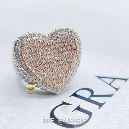 Iced Out Heart Rose Gold Plated Moissanite Ring